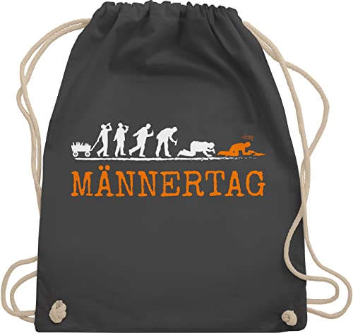 Turnbeutel Rucksack - zum Vatertag - Männertag Evolution Herrentag I Geschenk Lustig Biertrinker - Unisize - Dunkelgrau - papa fater tag fatertags daddy vater sprüche dad paps maennertag von Shirtracer