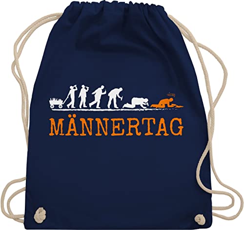 Turnbeutel Rucksack - zum Vatertag - Männertag Evolution Herrentag I Geschenk Lustig Biertrinker - Unisize - Navy Blau - papa fater tag fatertags daddy vater sprüche dad paps maennertag von Shirtracer