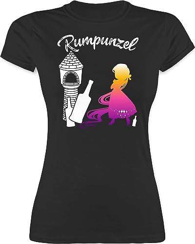 Shirt Damen - Frauen Geschenk - Rumpunzel - M - Schwarz - Tshirt Polterabend poltern Frau t-Shirt junggesellinnenabschied t Hen Party tailliert jungesellinnenabschied jungesellenabschied von Shirtracer