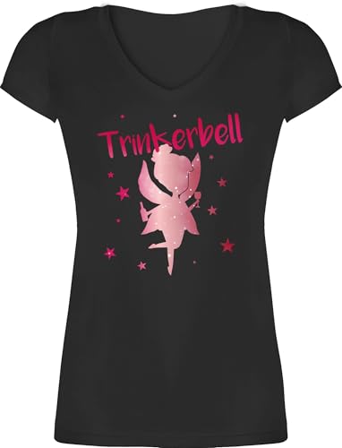 T-Shirt Damen V Ausschnitt - JGA Junggesellenabschied Frauen - Trinkerbell Fee I Trinker Bell I Trinkerbelle I Alkohol Fee - XS - Schwarz - Shirt Karneval jungesellinnenabschied Frau Outfit T-Shirt Damen V Ausschnitt - JGA Junggesellenabschied Frauen - Trinkerbell Fee I Trinker Bell I Trinkerbelle I Alkohol Fee - XS - Schwarz - Shirt Karneval jungesellinnenabschied Frau Outfit von Shirtracer
