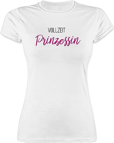 Shirt Damen - Frauen Geschenk - Vollzeit Prinzessin - L - Weiß - vollzeitprinzessin Tshirt typisch Frau Prinzessinen t-Shirt ich Bin eine leiberl t Shirts Tshirts t-Shirts Funshirt Funshirts für von Shirtracer