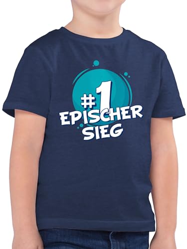 Kinder T-Shirt Jungen - Trend Kinderkleidung und Co - Epischer Sieg | Geschenk für Gamer | Zocker Geschenk | Zocken Geschenkidee - 140 (9/11 Jahre) - Dunkelblau Meliert - Gamer-t-Shirt Geek Tshirt von Shirtracer