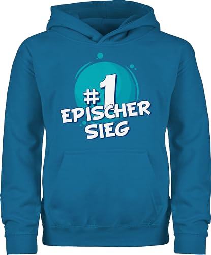 Kinder Hoodie Jungen Mädchen - Trend Kinderkleidung und Co - #1 Epischer Sieg - 140 (9/11 Jahre) - Himmelblau - pullover kapuzenpulli pulli jungs kids für zocken hoodies sieger kapuzenpullover von Shirtracer