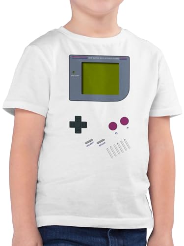 Kinder T-Shirt Jungen - Karneval & Fasching - Gameboy - 152 (12/13 Jahre) - Weiß - 90er Jahre Outfits karnelval Retro Game t- Shirt 90 er Outfit strassenkarneval The Nerd t Shirts 90's fasnets von Shirtracer