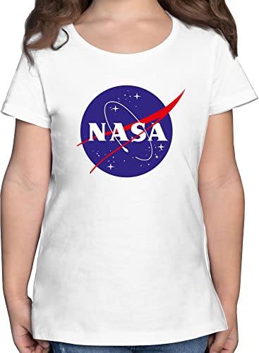 T-Shirt Mädchen - Trend Kinderkleidung und Co - NASA Meatball Logo - 140 (9/11 Jahre) - Weiß - Shirt Kids Tshirt Space Kindershirt Kinder Patch Kinder-t-Shirts Astronaut Shirts Nerds & Geeks von Shirtracer