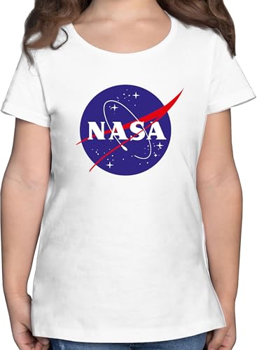 T-Shirt Mädchen - Trend Kinderkleidung und Co - Raumfahrt NASA Meatball Logo I - 152 (12/13 Jahre) - Weiß - Tshirt Kids Kind Space Shirt Kinder Patch Shirts Sternen t-Shirts Astronaut Kindershirt von Shirtracer
