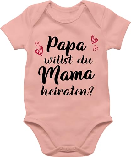 Body Junge Mädchen - Hochzeit - Papa willst du Mama heiraten - Neugeborenen Heiratsantrag Willst Du meine Mama heiraten Baby Antrag - 1/3 Monate - Babyrosa - babybody mit heiratsantrag+baby+body von Shirtracer