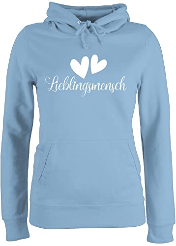 Pullover Damen Hoodie Frauen - Valentinstag Partner Liebe - Lieblingsmensch - L - Hellblau - freundschaftshoodies Valentines Day Gifts walentinstag Paare Hoody freundschafts Pulli für 2 mädchen von Shirtracer