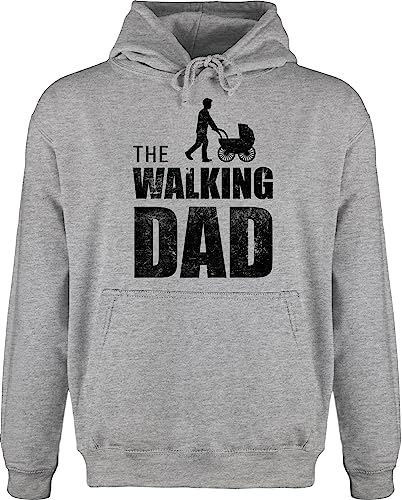 Shirtracer Hoodie Herren Pullover Männer - Papa - The Walking Dad - L - Grau meliert - Pulli Vatertag Eltern Vater geburts väter Walkind Vatertagsgeschenk Geburt papatag frische Herrentag Men von Shirtracer