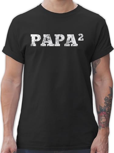 T-Shirt Herren - Geschenk zum Vatertag - 2-Fach Papa - XL - Schwarz - Kind Shirt Vatertagsgeschenk Tshirt Vatertagsgeschenke 2 Kindern Tshirts t von vatertagstshirt Geschenke Vater Daddy zweifach von Shirtracer