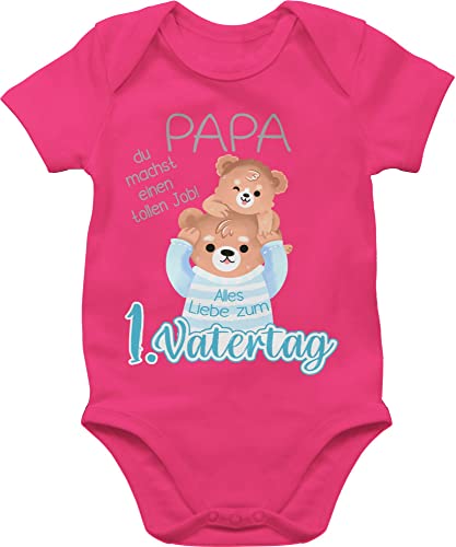 Body Junge Mädchen - Geschenk - Alles Liebe zum 1. Vatertag - Papa Bär und Baby Bär - grau - 3/6 Monate - Fuchsia - ersten erster strampler father's vater unser sachen von Shirtracer