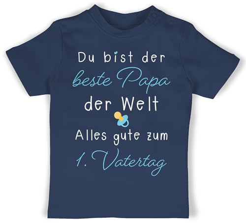 Baby T-Shirt Mädchen Jungen - Geschenk zum - 1. Vatertag - Du bist der Beste Papa der Welt - 12/18 Monate - Navy Blau - männertagsgeschenk ersten männertag erstes Vatertagsgeschenk dad von Shirtracer