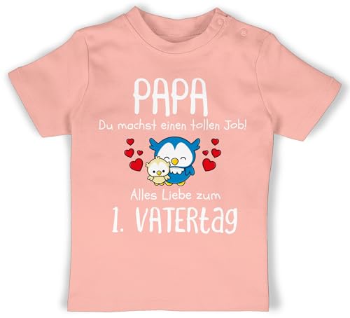 Baby T-Shirt Mädchen Jungen - Geschenk zum - 1. Vatertag - Papa du Machst einen tollen Job - 3/6 Monate - Babyrosa - Alles Liebe Tshirt männertagsgeschenk Gute Shirt männertag Vatertagsgeschenk von Shirtracer