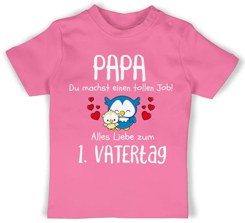 Baby T-Shirt Mädchen Jungen - Geschenk zum - 1. Vatertag - Papa du Machst einen tollen Job - 6/12 Monate - Pink - t Shirt Tshirt Outfit väter 1st Fathers Day t-Shirts Vater männertagsgeschenke von Shirtracer