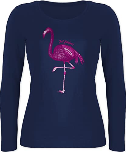 Langarmshirt Damen - Vogel Zubehör Vögel Deko - Flamingo - Just Fabulous - XL - Marineblau - t-Shirt Langarm Langarm-t-Shirt vogelmotiv Langarmshirts Tshirt Shirt von Shirtracer