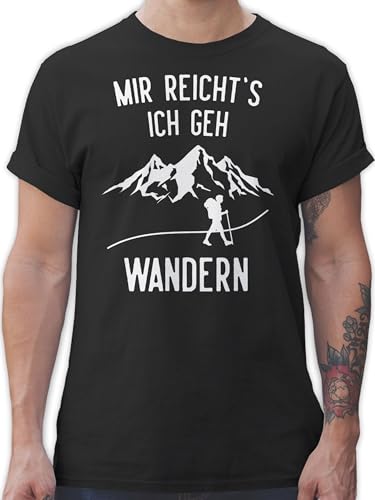 T-Shirt Herren - Laufen Joggen Zubehör - Mir reichts ich GEH wandern - Berge - M - Schwarz - sprüche männer Tshirt reicht's t- Shirts reichts! Mann t Shirt Bin mal t-schirt t.Shirt Baumwolle von Shirtracer