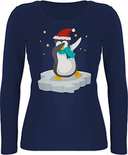 Langarmshirt Damen - Geschenke Christmas Bekleidung - Dab Pinguin Weihnachten - XL - Marineblau - weihnachtstshirt Langarm weihnachtlicher Oberteil mit weihnachtsmotiv weinacht von Shirtracer