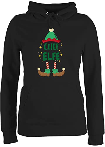 Pullover Damen Hoodie Frauen - Weihnachten Chef Elfe I Weihnachtself - XXL - Schwarz - weihachtspullover weihnachtspullis weihnachtsmotiv elf Fun-Kapuzenpullover Weihnachtspullover weinachtshoodies von Shirtracer