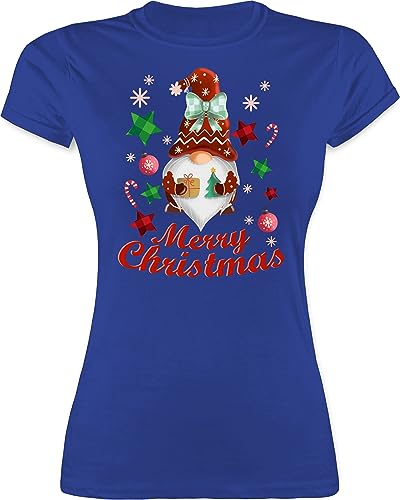 Shirt Damen - Weihnachten Geschenke Christmas Bekleidung - Weihnachtlicher Wichtel - L - Royalblau - Weihnachts t-Shirt weinachst t Tshirt weihnachtst Frauen festliches Outfit Chrismas Mode von Shirtracer