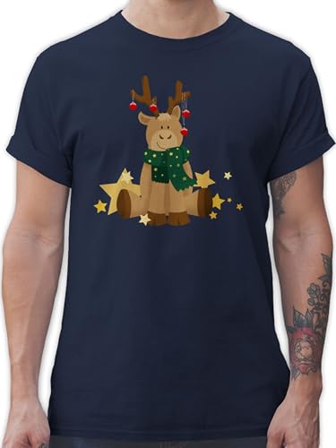 T-Shirt Herren - Weihnachten Geschenke Christmas Bekleidung - süßer Elch - 3XL - Navy Blau - Geschenke+für+männer+Weihnachten+ausgefallen Weinachten Geschenk Shirt weihnachtliches Tshirt von Shirtracer