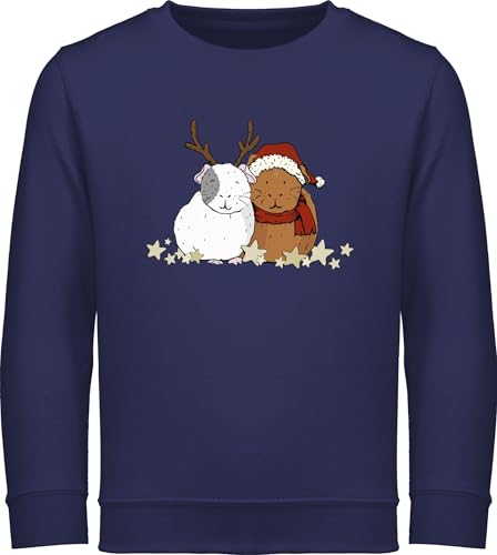 Sweatshirt Kinder Pullover für Jungen Mädchen - Weihnachten Geschenke Christmas - Weihnachtliche Meerschweinchen - 152 (12/13 Jahre) - Navy Blau - weihnachtspulli weihnachtssweatshirt von Shirtracer
