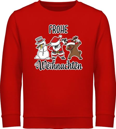 Sweatshirt Kinder Pullover für Jungen Mädchen - Frohe Weihnachten Dabbing I Weihnachtsmotiv - 140 (9/11 Jahre) - Rot - Weihnachtspullover weihnachtssweatshirt Christmas dab reitpullover von Shirtracer