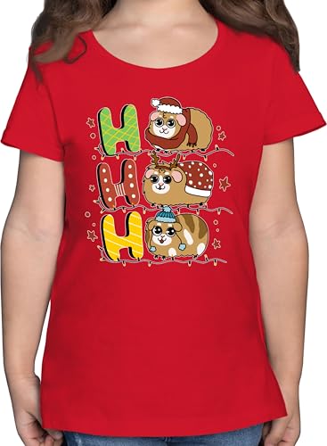 T-Shirt Mädchen - Weihnachten Kinder Geschenke Christmas - Ho ho ho - Meerschweinchen - 152 (12/13 Jahre) - Rot - Weihnachts-Shirt weihnachtsmotiv hoho Shirt Tshirt weihnacht hohoho Shirts t von Shirtracer