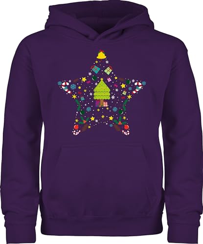 Kinder Hoodie Jungen Mädchen - Weihnachten Geschenke Christmas - Weihnachtsstern - 152 (12/13 Jahre) - Lila - Hoodies x Mas Pulli Xmas Pullunder Weihnachts Pullover Kind weihnachtsmotive Hoody von Shirtracer