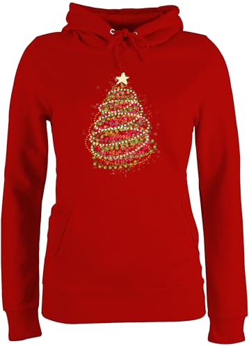 Pullover Damen Hoodie Frauen - Weihnachten Geschenke Christmas Bekleidung - Abstrakter Weihnachtsbaum - M - Rot - weihnachtshoodie weihnachtspullis weihnachtsmotiv Christbaum Hoody von Shirtracer