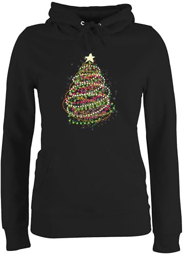 Pullover Damen Hoodie Frauen - Weihnachten Geschenke Christmas Bekleidung - Abstrakter Weihnachtsbaum - M - Schwarz - weihnachtshoodie weihnachtspullis weihnachtsmotiv Christbaum Hoody von Shirtracer