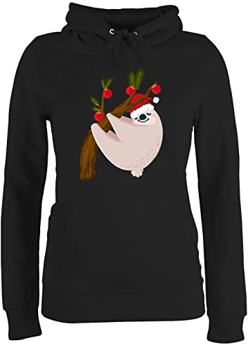 Pullover Damen Hoodie Frauen - Geschenke Christmas Bekleidung - Faultier Weihnachten - M - Schwarz - weinachtsgeschenk swetry weihnachtspolover weihnachtshoodie weihnachtsartikel sweter von Shirtracer