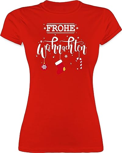 Shirt Damen - Frohe Weihnachten I Weihnachtsmotiv - L - Rot - Weihnachts-t-Shirt weihnachtsthirt Christmas weihnacht Tshirt weihnachtstschirt weihnachtstshirt Weihnachts t-Shirt von Shirtracer