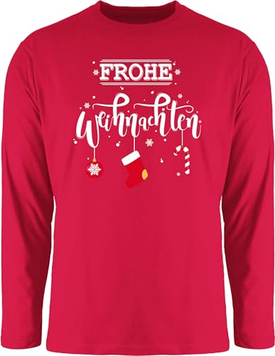 Langarmshirt Herren Langarm Shirt - Frohe Weihnachten I Weihnachtsmotiv - XL - Rot - weihnatspulli weihnachtsoutfit Christmas weihnacht Tshirt weihnachtspulli weihnachtsoberteil Weihnachts Longshirt von Shirtracer