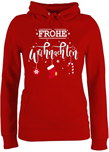 Pullover Damen Hoodie Frauen - Geschenke Christmas Bekleidung - Frohe Weihnachten - XL - Rot - Winter Pulli weihnachtpullor weihnachtshoodies Weihnachts Outfit Kapuzenpulli weihnachtpulli festlicher von Shirtracer