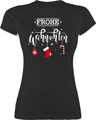 Shirt Damen - Frohe Weihnachten I Weihnachtsmotiv - XL - Schwarz - Weihnachts-t-Shirt weihnachtsthirt Christmas weihnacht Tshirt weihnachtstschirt weihnachtstshirt Weihnachts t-Shirt von Shirtracer