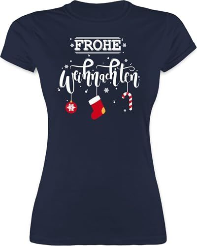 Shirt Damen - Frohe Weihnachten I Weihnachtsmotiv - XXL - Navy Blau - Weihnachts-t-Shirt weihnachtsthirt Christmas weihnacht Tshirt weihnachtstschirt weihnachtstshirt Weihnachts t-Shirt von Shirtracer