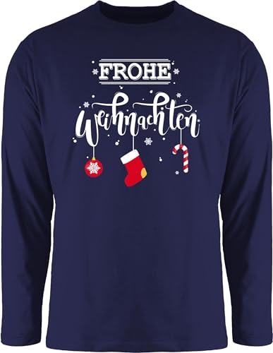 Langarmshirt Herren Langarm Shirt - Frohe Weihnachten I Weihnachtsmotiv - XXL - Navy Blau - weihnatspulli weihnachtsoutfit Christmas weihnacht Tshirt weihnachtspulli weihnachtsoberteil Weihnachts von Shirtracer