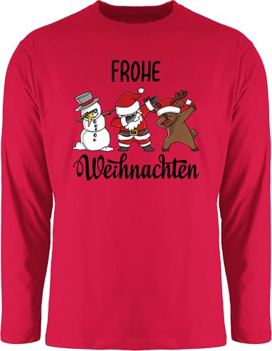 Langarmshirt Herren Langarm Shirt - Dabbing Frohe Weihnachten I Schneemann I Weihnachtsmann I Elch I Rentier I Weihnachtsmotiv - M - Rot - weihnachtpullor weihnachtsoutfit Christmas Xmas Tshirt von Shirtracer