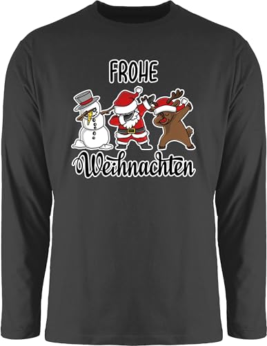 Langarmshirt Herren Langarm Shirt - Frohe Weihnachten Dabbing I Weihnachtsmotiv - 3XL - Schwarz - weihnachstpullover weihnachtsoutfit Christmas dab Tshirt weihnachtsshirts weihnachtsoberteil von Shirtracer