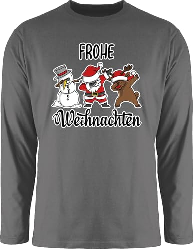 Langarmshirt Herren Langarm Shirt - Frohe Weihnachten Dabbing I Weihnachtsmotiv - XL - Dunkelgrau - weihnachstpullover weihnachtsoutfit Christmas dab Tshirt weihnachtsshirts weihnachtsoberteil von Shirtracer