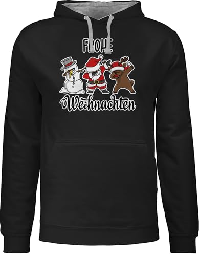 Pullover Herren Frauen Hoodie Kontrast zweifarbig - Damen - Frohe Weihnachten Dabbing I Weihnachtsmotiv - XS - Schwarz/Grau meliert - weihnachtssweatshirt weihnachtshoodie Christmas dab Pulli Pullover Herren Frauen Hoodie Kontrast zweifarbig - Damen - Frohe Weihnachten Dabbing I Weihnachtsmotiv - XS - Schwarz/Grau meliert - weihnachtssweatshirt weihnachtshoodie Christmas dab Pulli von Shirtracer