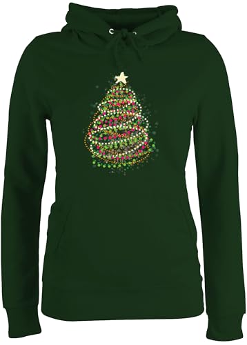 Pullover Damen Hoodie Frauen - Weihnachten Geschenke Christmas Bekleidung - Abstrakter Weihnachtsbaum - XXL - Dunkelgrün - weihnachtshoodie weihnachtspullis weihnachtsmotiv Christbaum Hoody von Shirtracer