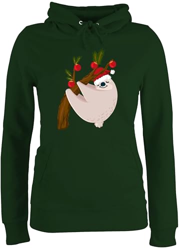Pullover Damen Hoodie Frauen - Geschenke Christmas Bekleidung - Faultier Weihnachten - L - Dunkelgrün - weihnatspulli weihnachtspullis weihnachtsmotiv Sloth Pulli weinachtspolover von Shirtracer