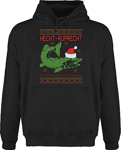 Hoodie Herren Pullover Männer - Weihnachten Geschenke Christmas Bekleidung - Hecht Ruprecht - XL - Schwarz - Weihnachts Klamotten Weihnachtspullover weihnachtsmotiv Fisch Pulli von Shirtracer