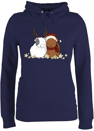Pullover Damen Hoodie Frauen - Weihnachten Geschenke Christmas Bekleidung - Weihnachtliche Meerschweinchen - XL - Navy Blau - weihnachtshuddy weihnachtspullis weihnachtsmotiv weihnacht Hoody von Shirtracer