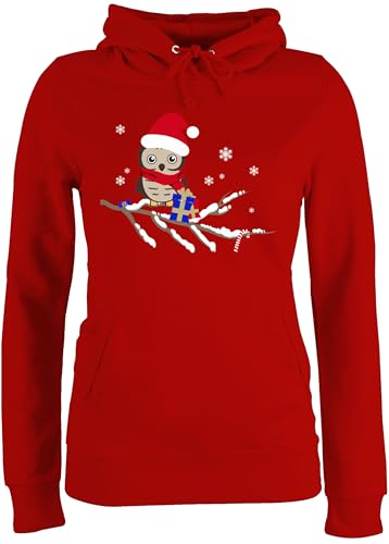 Pullover Damen Hoodie Frauen - Weihnachten Geschenke Christmas Bekleidung - Weihnachtseule Eule - XXL - Rot - wheinachtspulover weihnachtspullis weihnachtsmotiv eulen pullis weihnachtsdamenpullover von Shirtracer