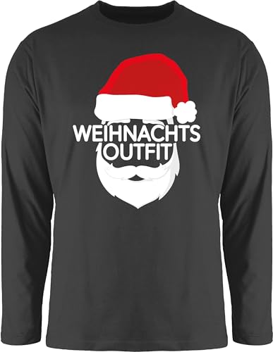 Langarmshirt Herren Langarm Shirt - Weihnachten - Weihnachtsoutfit mit Weihnachtsmütze - L - Schwarz - Weihnachts Tshirt Longsleeve weihnachtsmotiv Christmas Outfit Longshirt weihnachtsoberteil von Shirtracer