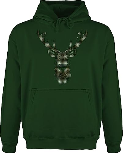 Shirtracer Hoodie Herren Pullover Männer - Hipster - Hirsch Pixel - XL - Dunkelgrün - weihnachtpolover weihnachtpullover weihnacht Rentier pullis Weihnachtspullover weihnachtshoodie von Shirtracer