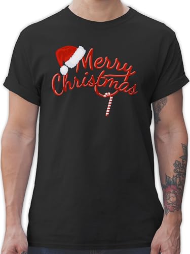 T-Shirt Herren - Weihnachten - Merry Christmas Zuckerstange I Weihnachtsmotiv - XL - Schwarz - weihnachtstschirt weihnachtsshirt weihnacht Xmas Tshirt weihnachtstshirts weihnachtsshirts Weihnachts von Shirtracer
