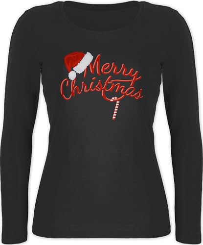 Langarmshirt Damen - Weihnachten - Merry Christmas Zuckerstange I Weihnachtsmotiv - XS - Schwarz - weihnachtshirt weihnachtsshirt weihnacht Xmas Langarm weihnachtstshirtdamen Weihnachts Shirt Langarmshirt Damen - Weihnachten - Merry Christmas Zuckerstange I Weihnachtsmotiv - XS - Schwarz - weihnachtshirt weihnachtsshirt weihnacht Xmas Langarm weihnachtstshirtdamen Weihnachts Shirt von Shirtracer